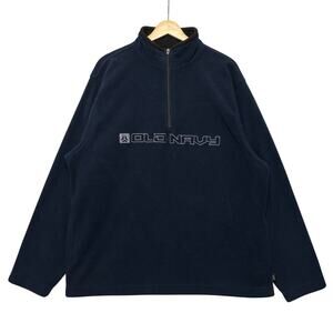 Old Navy Long Sleeve Half Zip Fleece Pullover Sweater Navy XL